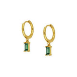 925 Silver Rainbow Zircon Hoop Earrings Square Charm Huggie Pendiente