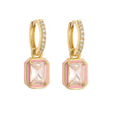 HECHENG Colorful Zircon Enamel Earrings 18K Plated Jewelry