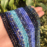 Natural AA Aquamarines Lapis Micro Small Loose Bead DIY Jewelry Bracelet