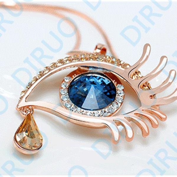 Rhinestone Peacock Tear Long Necklace for Women