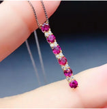 Garnet Gemstone Pendant Necklace 925 Silver Red Stone Charm Jewelry