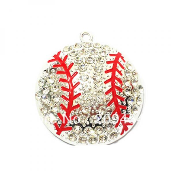 10pcs/lot Softball Rhinestone Baseball Pendant Necklace for Kids