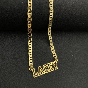 Stainless Steel Flat Chain Necklace Name Choker Pendant