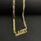 Stainless Steel Flat Chain Necklace Name Choker Pendant