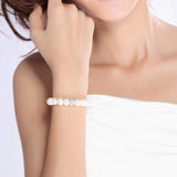Pearl Charm Bracelet Crystal Ball 925 Sterling Silver Jewelry