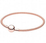 925 Silver Smooth Ball Clasp Snake Chain Pan Bracelet