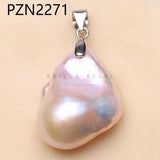 925 Silver Sterling Natural Baroque Pearl Pendant Necklace Retro Clasp PZN
