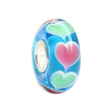 925 Silver 3D Heart Petals Charm Glass Beads for European Bracelet