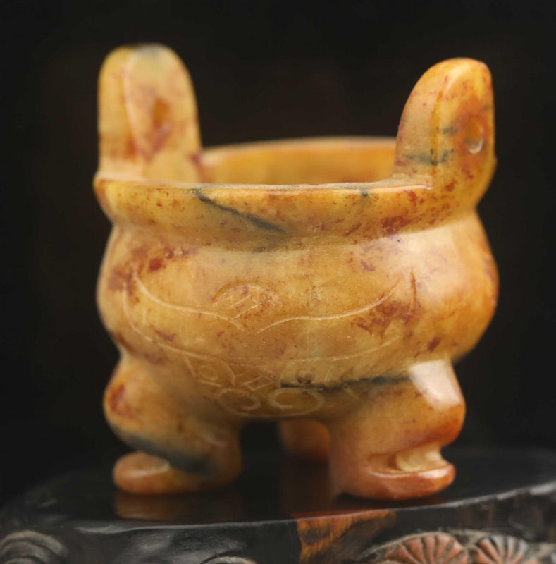 Old Natural Jade Carved Dragon Statue Bottle