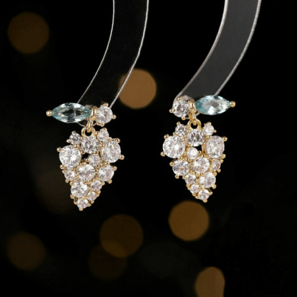 Fresh Fruit Zircon Grape Earrings Sweet Temperament