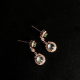 Double Ice Chalcedony Egg Round Earrings Silver Jewelry