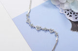 925 Silver Double Heart Round Zircon Bracelet for Women