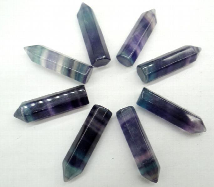 Quartz Fluorite Crystal Pillar Pendant for Jewelry Making, 8pcs