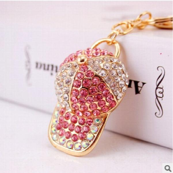Crystal Baseball Cap Style Keychain Bag Buckle Car Party Gift Keyfob R084