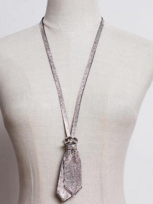 Crystal Metal Chain Pendant Necklace All-match Charm Nekclace