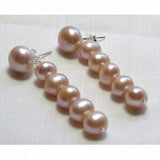 Lavender Freshwater Pearl Dangle Earrings S925 Sterling Silver Stud
