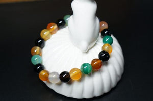 Colorful Agate Bracelet Natural Stone Jewelry Men Women Hand String