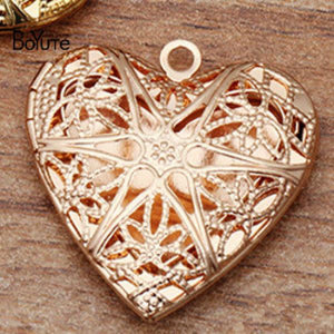 BoYuTe 26MM Filigree Heart Photo Locket Metal Brass Locket Pendant