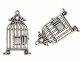 80Pcs Tibetan Silver Bird Cage Charms for Jewelry Making