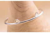 Silver Cat Cuff Bangle for Women - Animal Wrist Jewelry