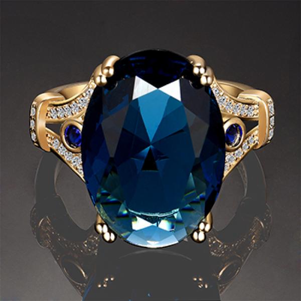 Nasiya Finger Ring with Big Aquamarine Stones