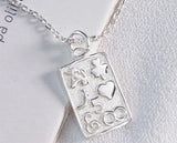 925 Silver Square Pendant Necklace Fine Jewelry