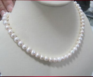 Long Real Pearl Costume Jewelry, 7-8mm Size Natural Pearl Necklace