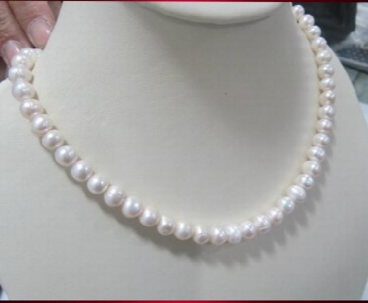 Long Real Pearl Costume Jewelry, 7-8mm Size Natural Pearl Necklace