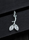 925 Sterling Silver Leaf Zircon Charms Pendants DIY Jewelry Making
