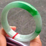 Natural Burmese Jade Light Green Two-Color Bracelet - 54-64mm