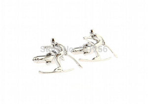 Sport Cuff Links Silver Skiing Copper Material Men Cufflinks