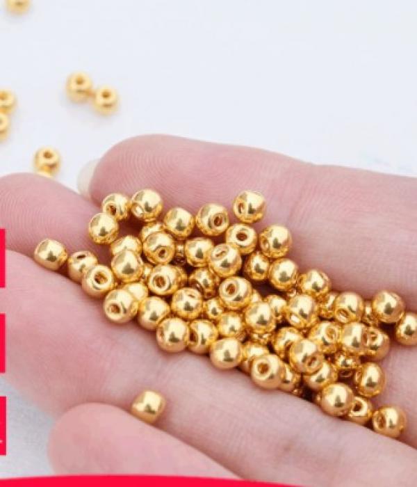 24k Pure Yellow Gold Loose Beads 3mm-8mm DIY Bracelets Jewelry Parts