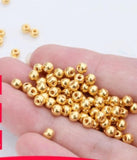 24k Pure Yellow Gold Loose Beads 3mm-8mm DIY Bracelets Jewelry Parts