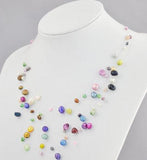Multicolor Freshwater Pearl Necklace 8 Rows 3-7mm Fine Jewelry
