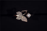 Sterling Silver Butterfly Zircon Open Ring for Women