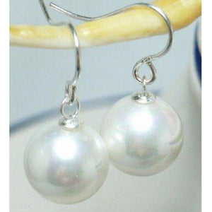 12mm Shell Pearl Earrings 925 Silver Charming Lady Gift