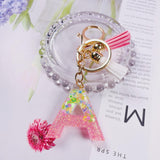 Sequin Letter Keychain Tassel Butterfly Pendant Acrylic Initial Al