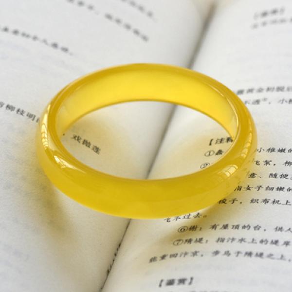 Zheru Natural Yellow Agate Chalcedony 54-64mm Bracelet
