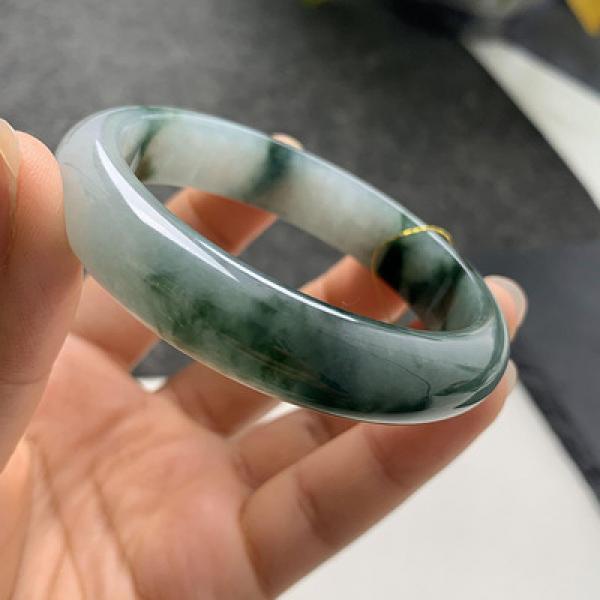 Burmese Jadeite Light Flower Bracelet 54-62mm for Mom and Girlfriend