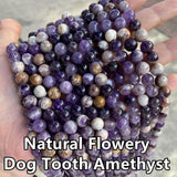 Dog Tooth Amethyst 6/8/10mm Smooth Round Beads 15''