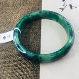 Natural Jadeite Bracelet Dark Green Bicolor 54-62mm Female Jade Bracelet