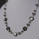 Dark Gray Crystal Shell Baroque Freshwater Pearl Necklace Magnet Clasp