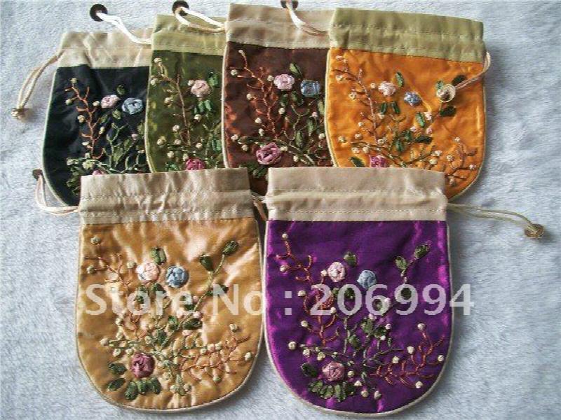 12.5X15cm Silk Embroidery Jewelry Pack Bagging (Many Mixture) 3pc/lot