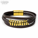 Men's Leather Bracelet Multilayer Braied Rope Wrap Clasp Wristband