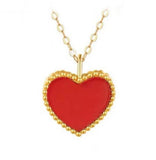 18k Red Agate Heart Pendant Necklace for Women AU750 Jewelry