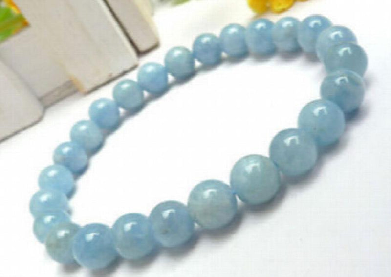 Pretty 8mm Natural Jade Round Beads Elastic Bracelet