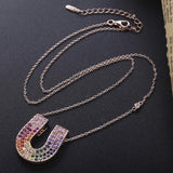 925 Sterling Silver Rainbow U Pendant Double U Necklace European Jewelry