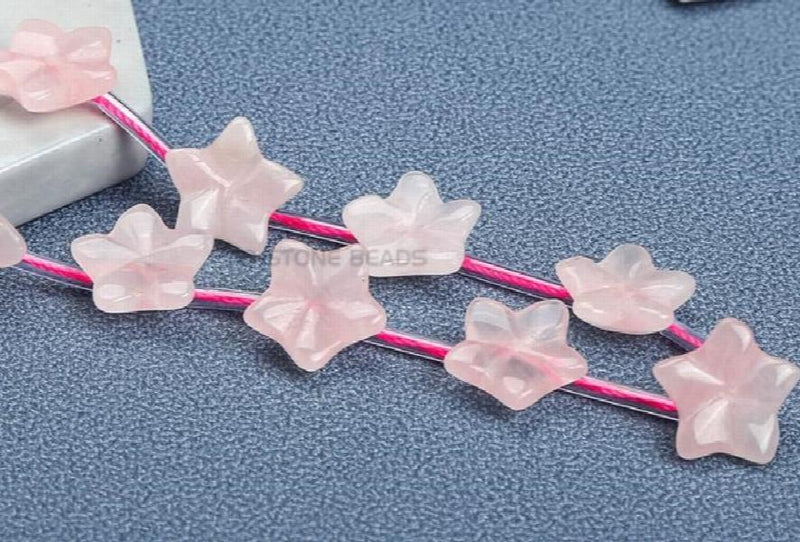 15mm Pink Rose Quartz Flower Carved Bead for Jewelry Making