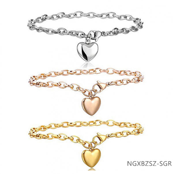 Love Heart Chain Charm Bracelet for Women Engagement