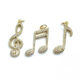 5Pcs Music Note Charms Zirconia Paved Pendant For Woman Jewelry